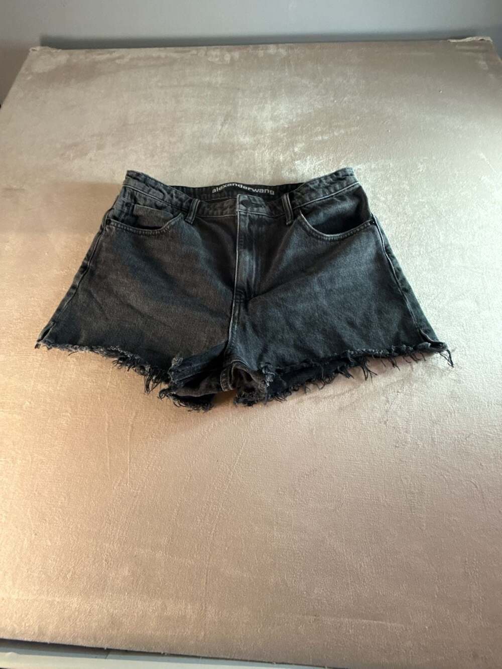 Alexander Wang Bite Frayed-hem Denim Shorts in Black 30 (BoxA1-2004)